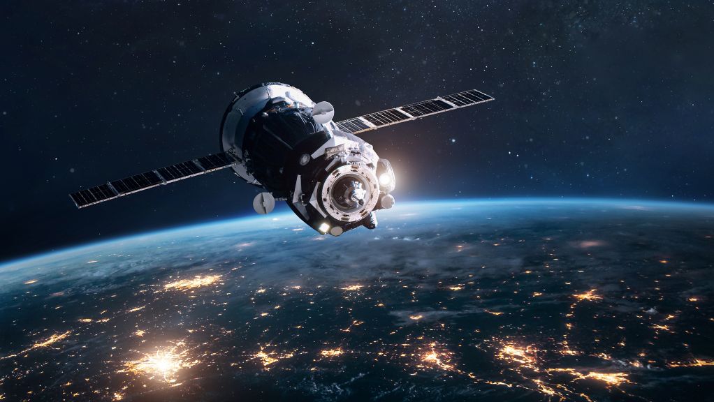 Cargo spaceship on orbit of planet Earth. Expedition on ISS station. Exploration of space. Elements of this image furnished by NASA
